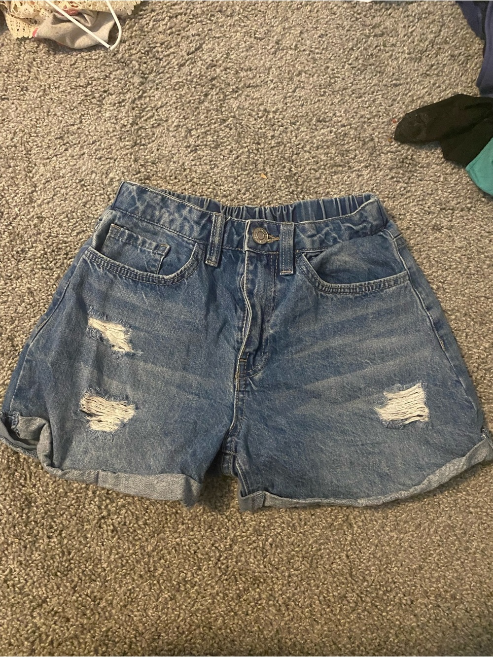 Women’s Blue Distressed Denim Shorts
